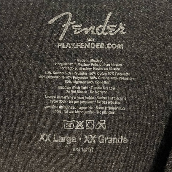 Fender Guitar Men's T-Shirt Authentic Merch Distressed Spaghetti Logo Tee - Picture 4 of 5